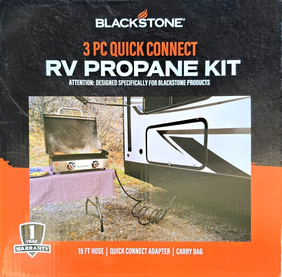Blackstone 3 PC Quick Connect RV Propane Kit - 15ft Hose, Right Angle Adapter, Carry Bag