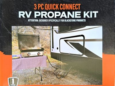 Blackstone 3 PC Quick Connect RV Propane Kit - 15ft Hose, Right Angle Adapter, Carry Bag