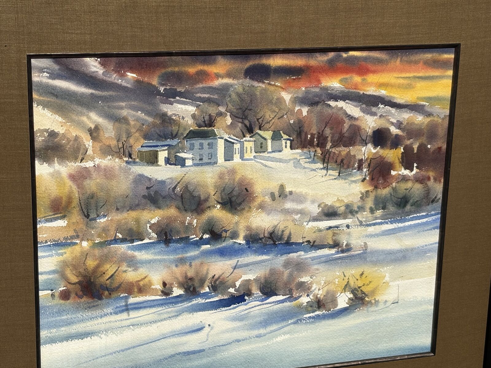 Beautiful  Richard J. Van Wagoner original landscape water color, professionally framed, fine art 35”x31”