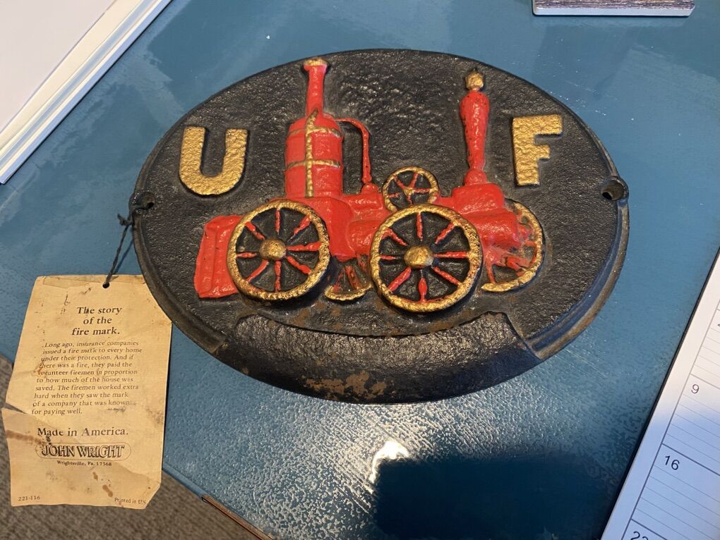 Vintage United Fireman Cast Iron Plaque