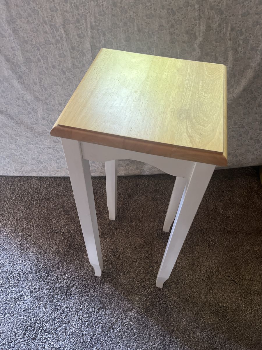 Tall wooden end table - white and light wood
