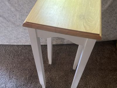 Tall wooden end table - white and light wood