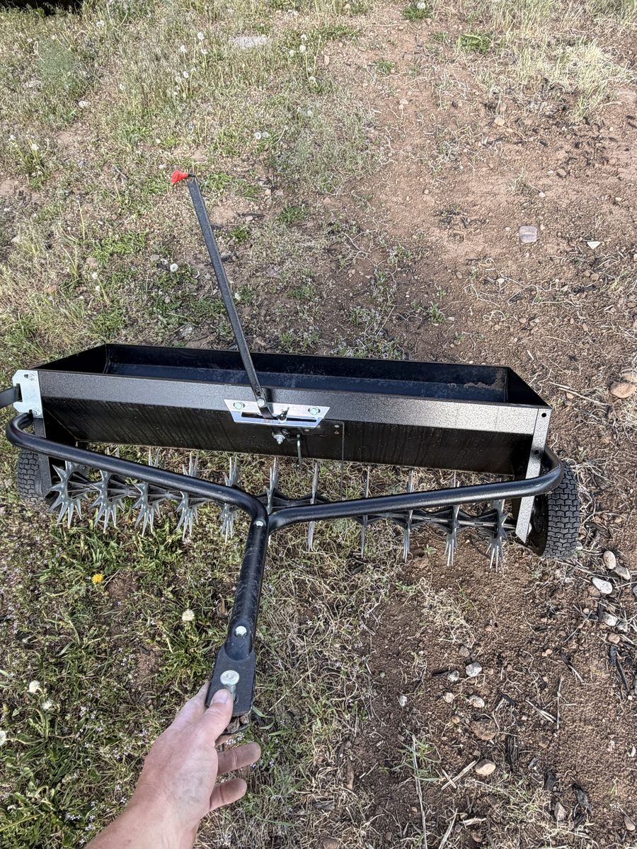 Heavy-Duty Manual Tow-Behind Core Aerator Lawn Dethatcher Spreader with Wheels