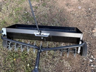 Heavy-Duty Manual Tow-Behind Core Aerator Lawn Dethatcher Spreader with Wheels