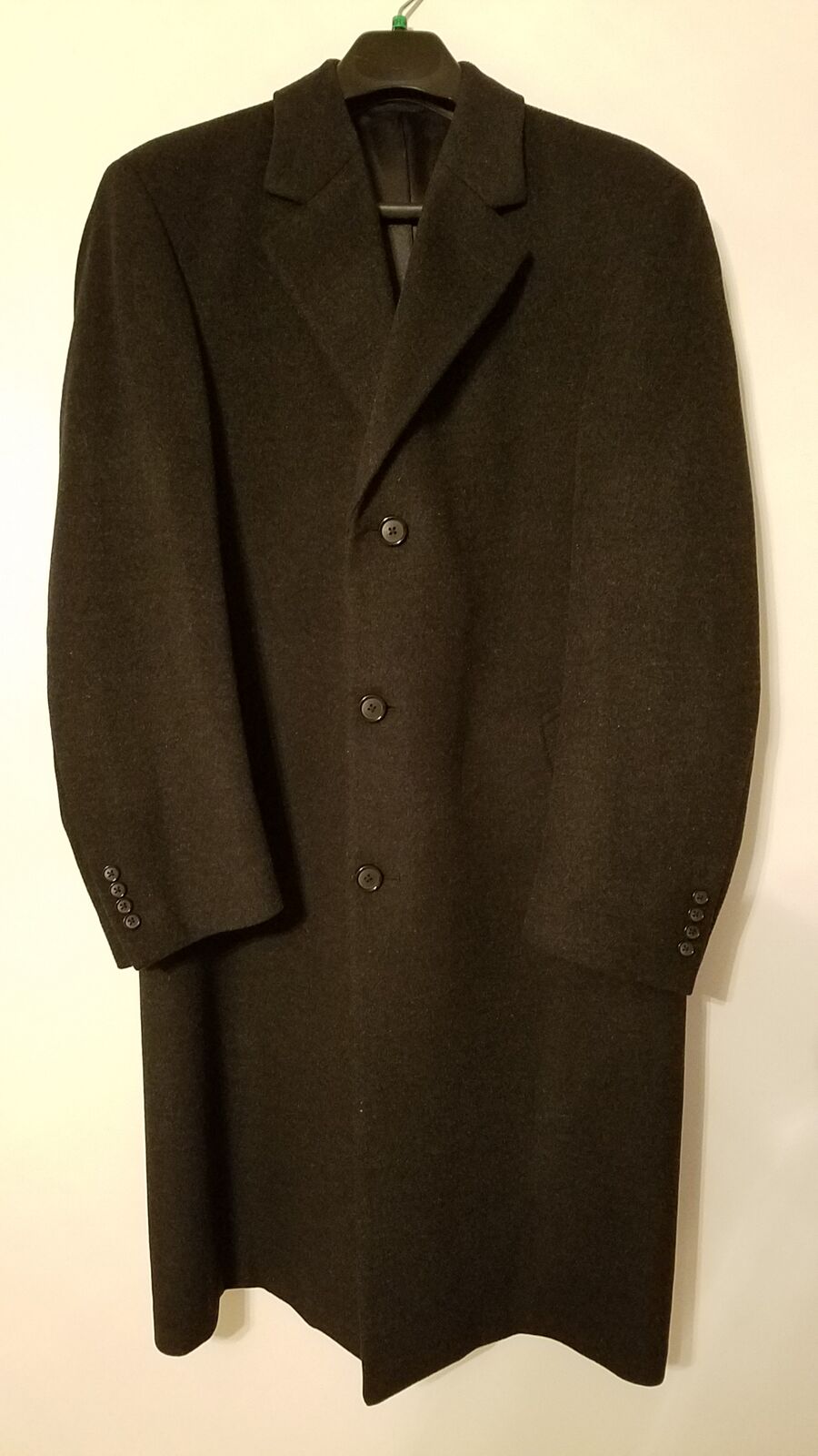 Men’s Stafford Signature Charcoal Wool-Blend Overcoat