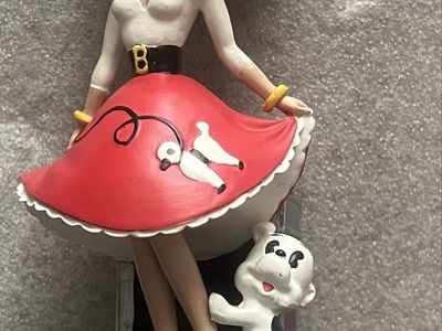 Vintage Betty Boop Figurine - Sock Hop / Red Poodle Skirt with Pudgy Dog