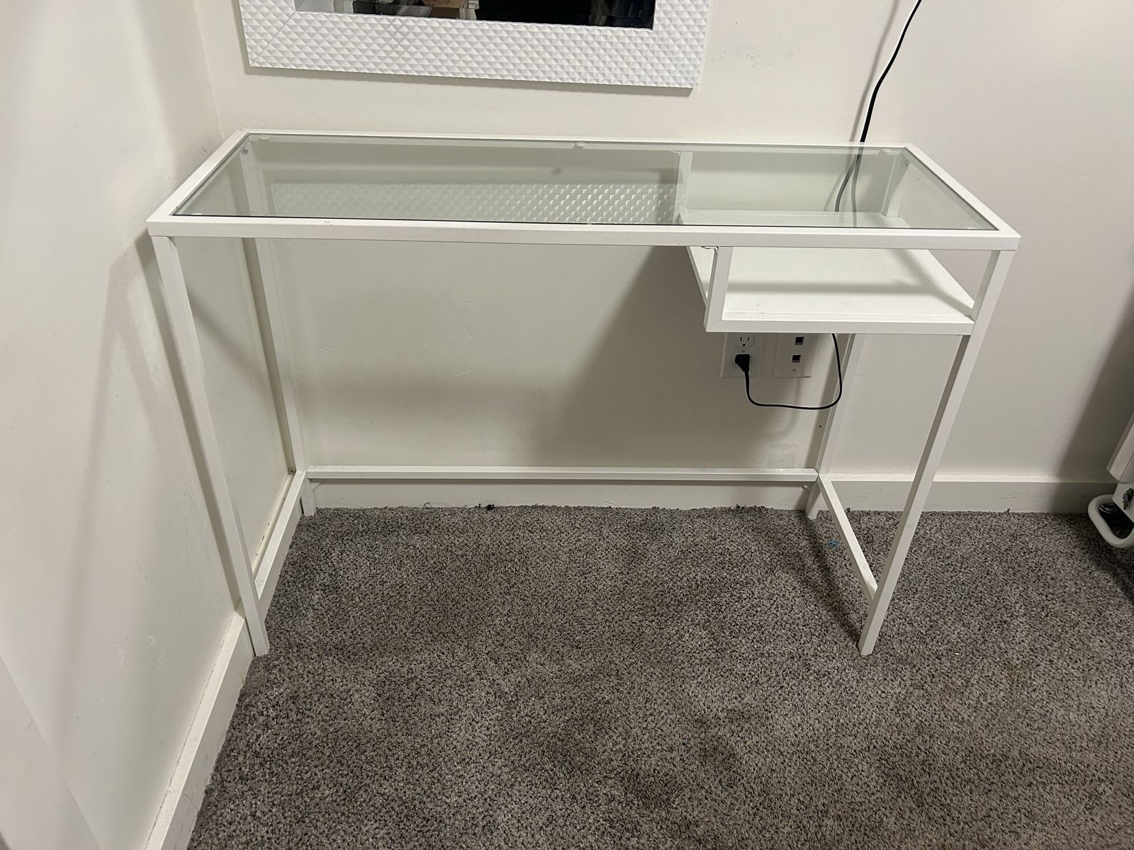 IKEA Vittsjo Glass Top Desk - White Metal Frame