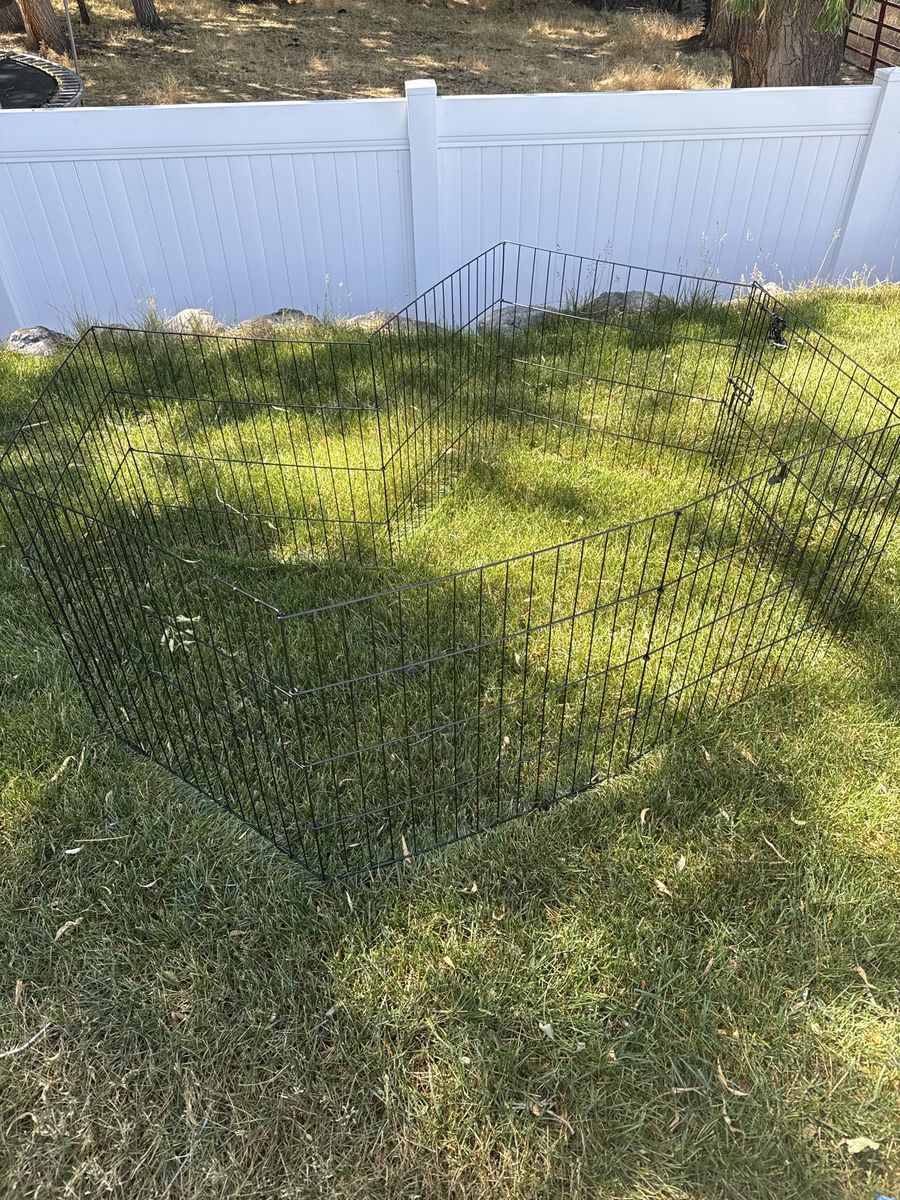 Pet Playpen Black Metal Exercise Barrier Fence with Door - Used