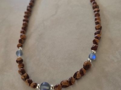 Navajo made ghost bead Necklace with Iridescent Glass Accents