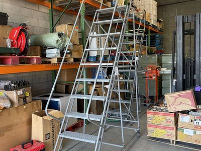 10 Step Rolling Warehouse Platform Ladder