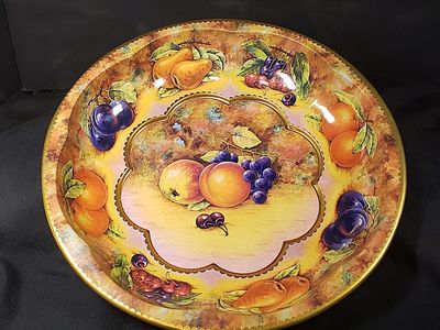 Vintage Tin Fruit Bowl Candy Bowl Daher Company Made in England Cottage core Retro Style