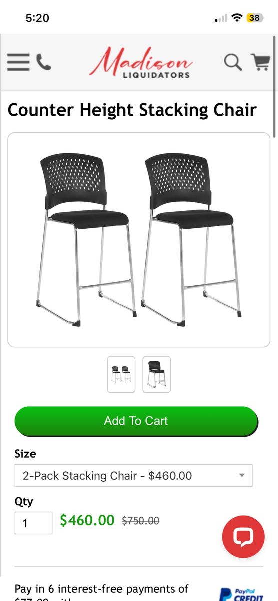 Barstool stacking oversized chair