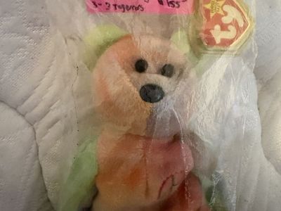 Ty Beanie Baby Peace Bear, Rare with Old Face, Odd Coloring, and 3 Tag Errors