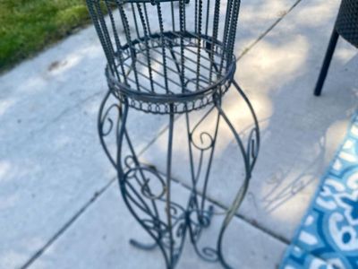 31.5” Vintage Ornate Wrought Iron Plant Stand