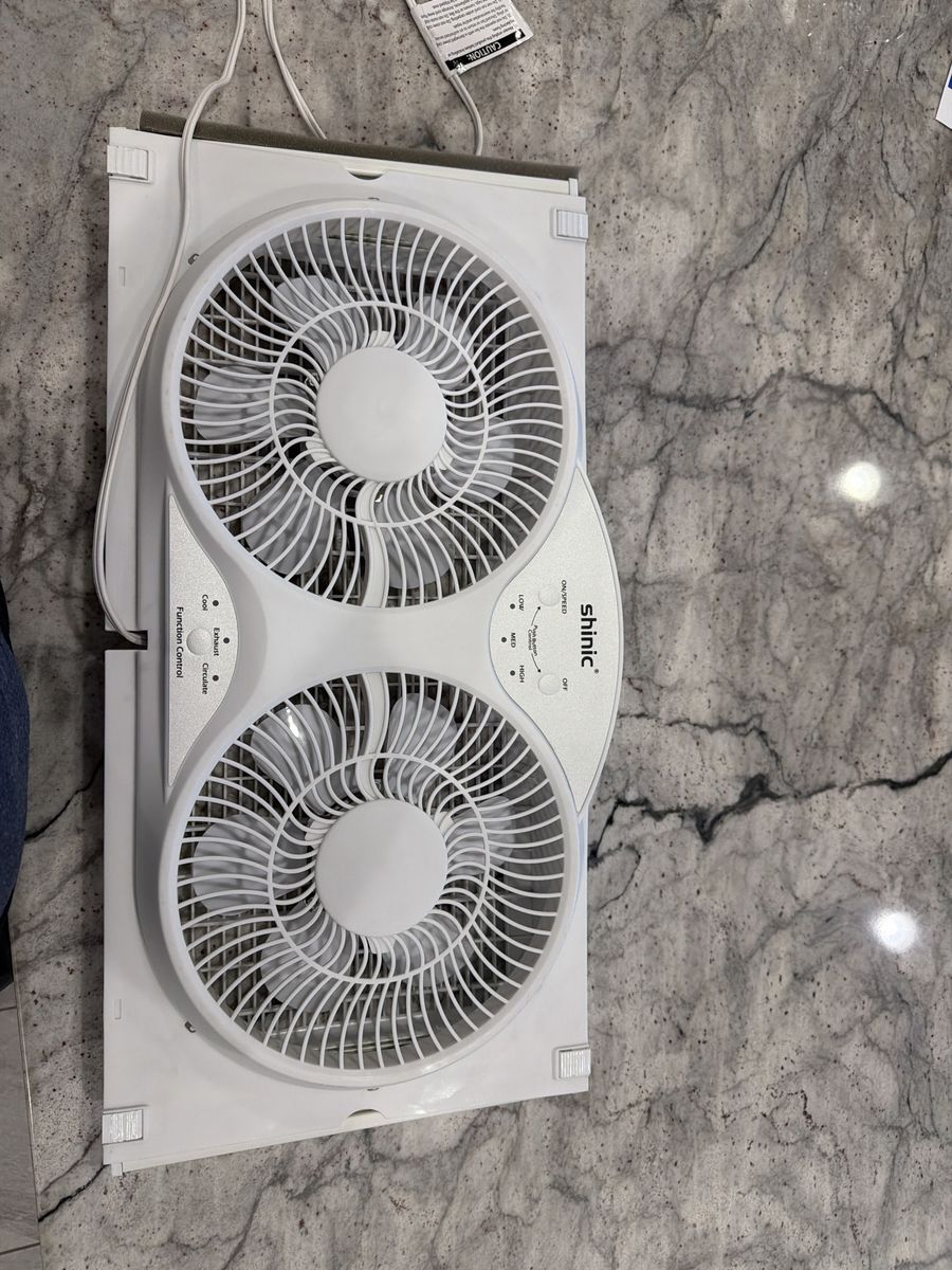 Shininc Dual Window Fan, White, Reversible Airflow, 3-Speed Control