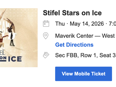 Stars on Ice May 14th - First Row - Two Tickets