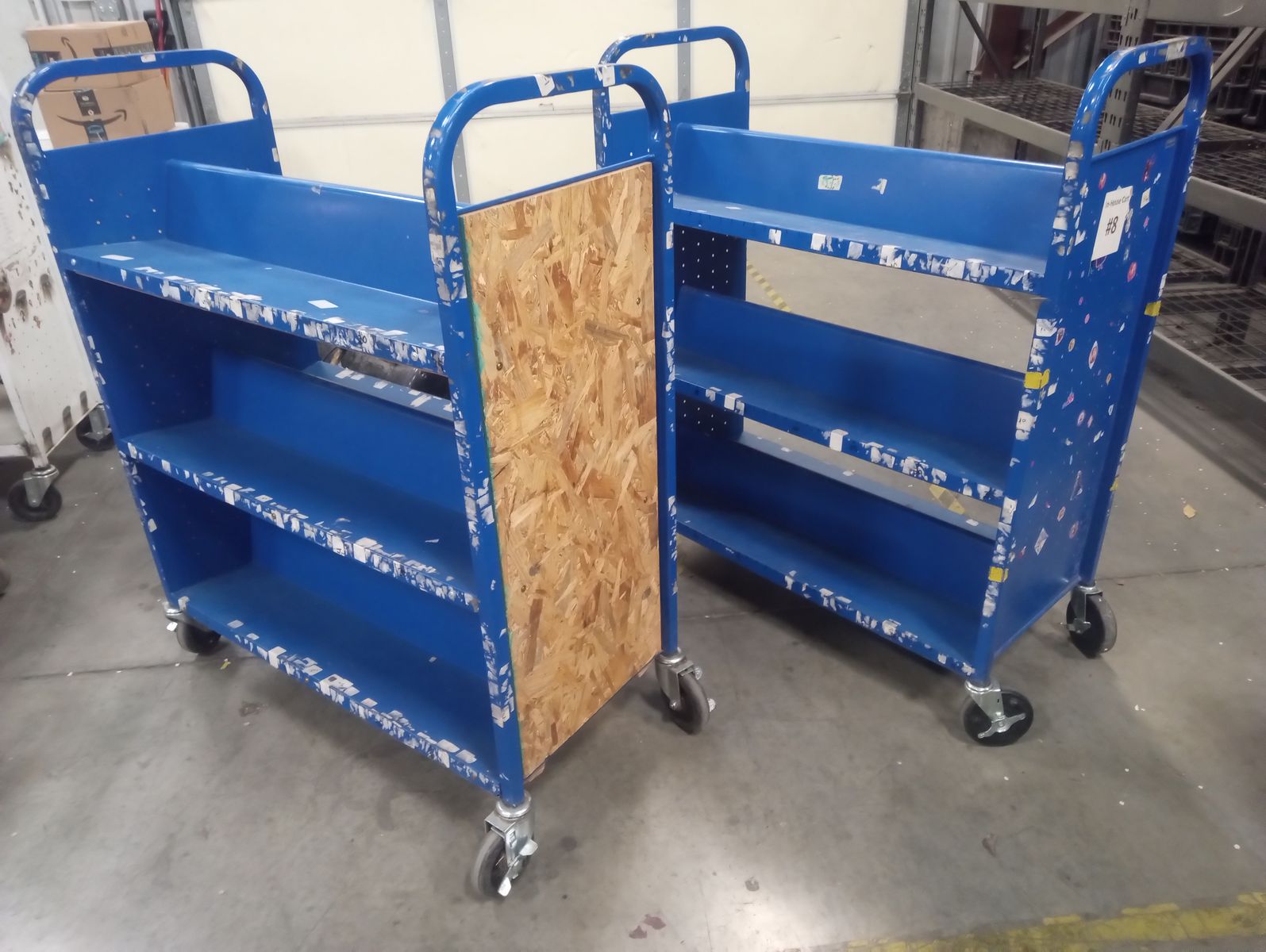 Industrial Blue Metal 3-Shelf Rolling Cart - Heavy Duty Storage & Transport