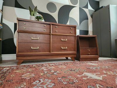 Gorgeous Walnut Authentic MCM Dresser Set