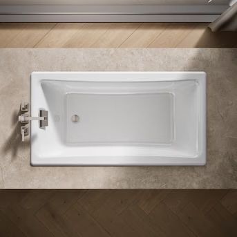 KOHLER Tea-for-Two 32.0-in x 60.0-in White Cast Iron Rectangle Drop-in Soaking Bathtub ( Reversible Drain )