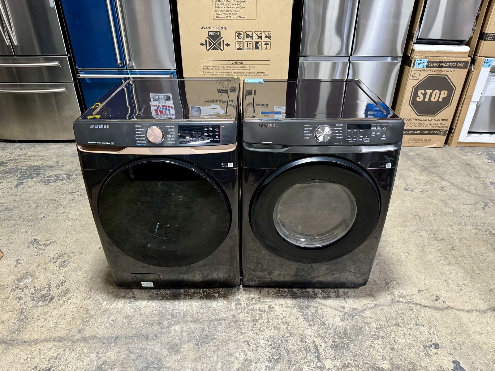 SAMSUNG SMART WASHER AND DRYER SET WITH SANITIZE