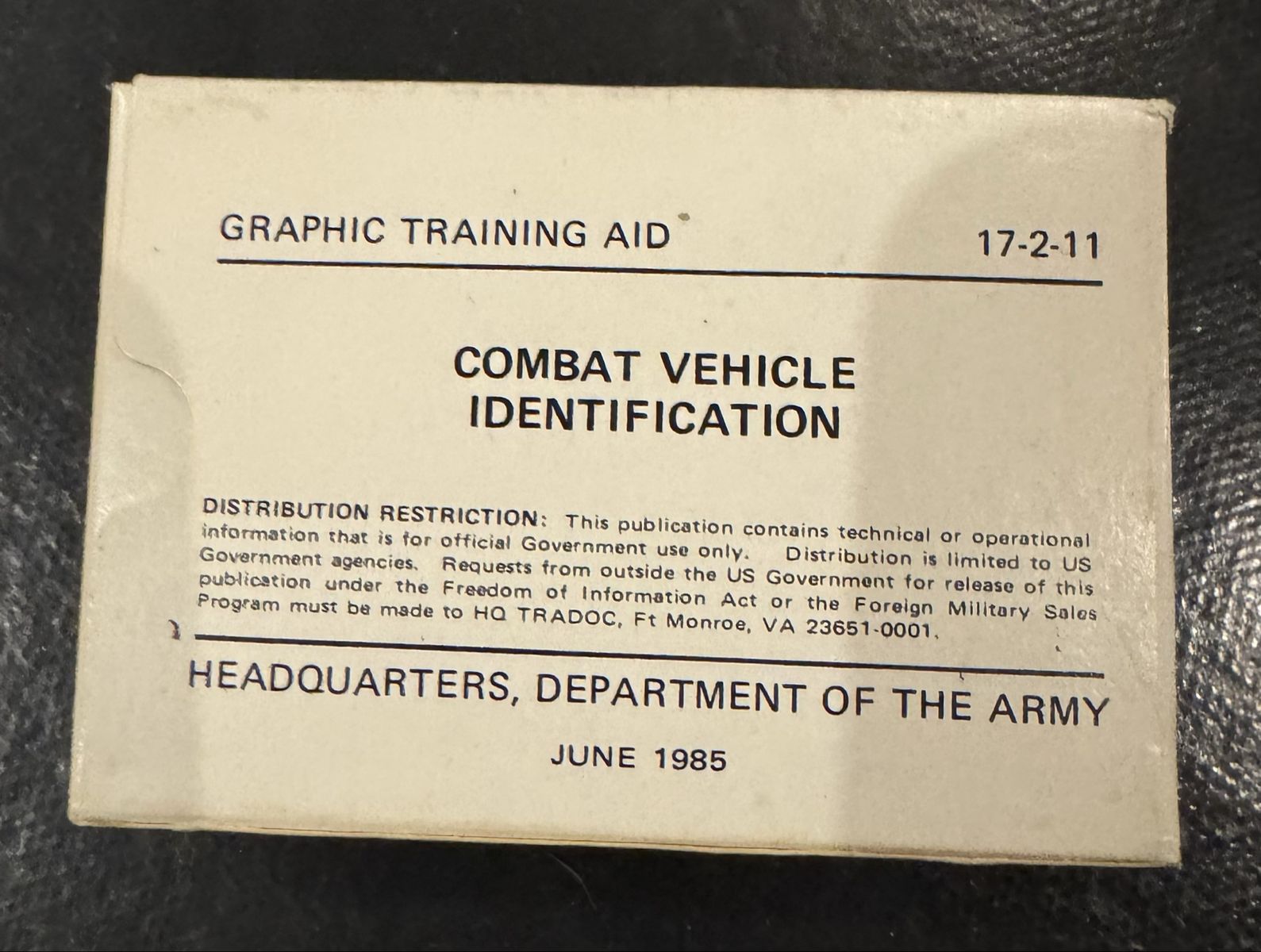 GI Combat Vehicle ID Card Deck