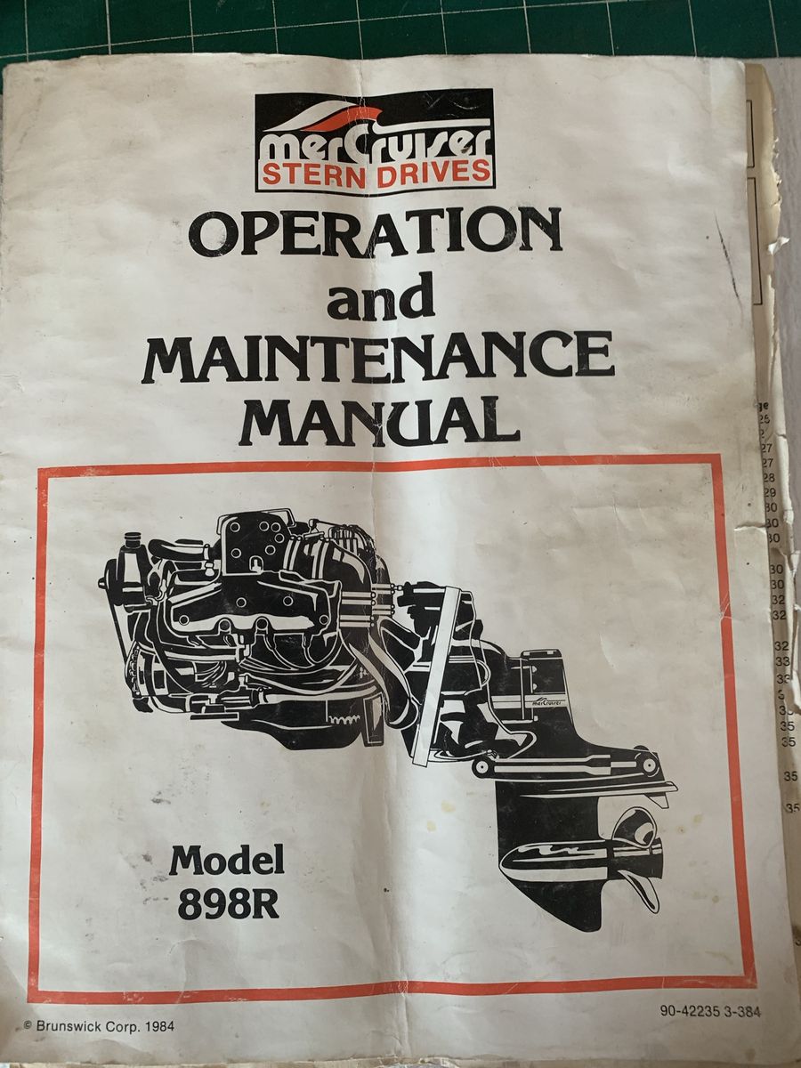 Vintage MerCruiser Stern Drives Operation & Maintenance Manual Model 898R (1984)