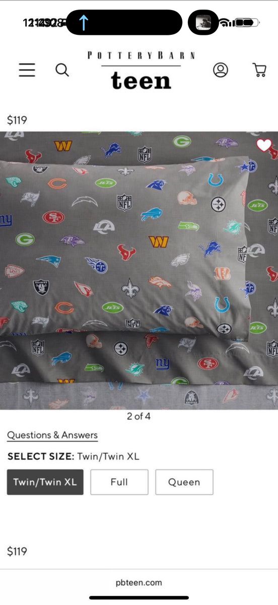 NFL Twin Sheets ( Pottery Barn Teen )