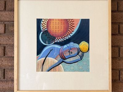 Original Jacqui Larsen Painting (2010) – “Nap Under a Triple Moon” – Framed