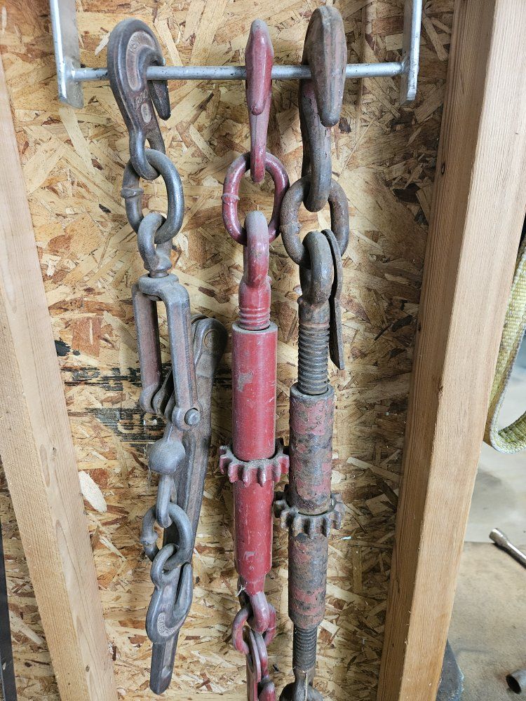 Heavy-Duty Ratchet Load Binders & Chain Hooks - Vintage Set of 3 for Flatbed Hauling, Farm Use