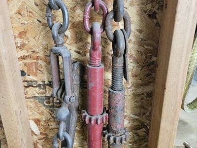 Heavy-Duty Ratchet Load Binders & Chain Hooks - Vintage Set of 3 for Flatbed Hauling, Farm Use