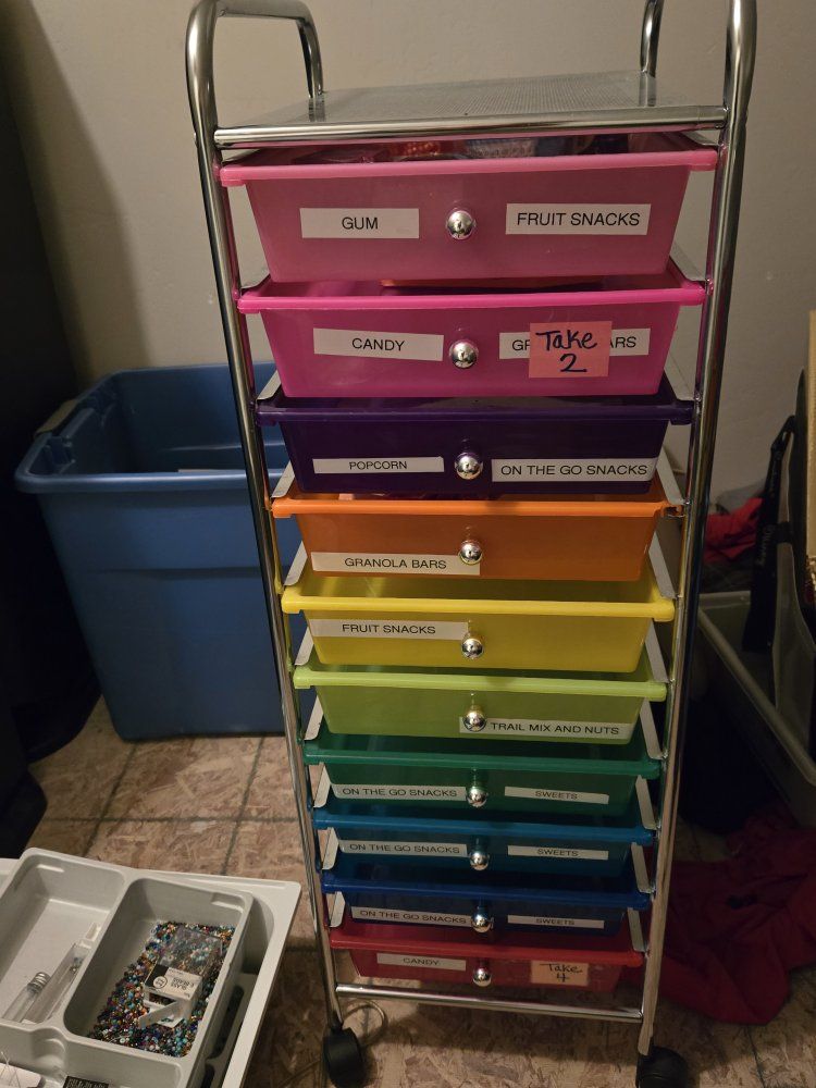 Rainbow 10-Drawer Rolling Storage Cart with Casters - Snack Organizer