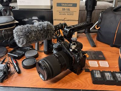 Sony A7 IV w/ Tamron 28-75mm F/2.8 G2, Tascam DR-10L, Ronin sc Gimbal & Apurture 60x light and Accessories
