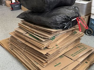 Moving boxes and packing paper