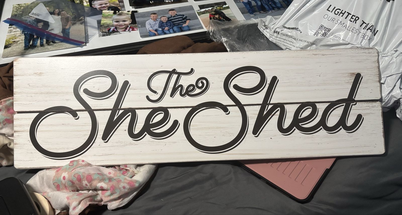 Brand New “The She Shed" by The Spring Shop Wood Wall Decor Sign - 9x30 inches