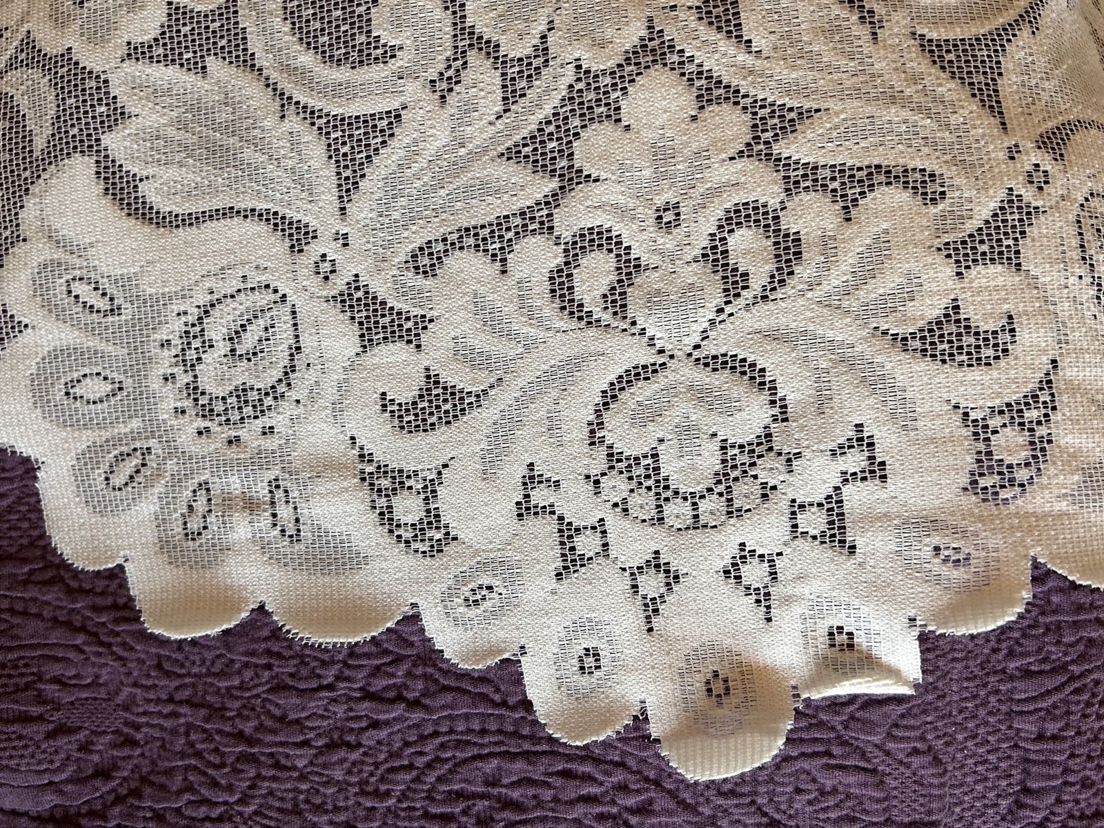 96” Extra Long White Lace Curtains 2 Panelsn Sheer floral Rod Pocket Scalloped