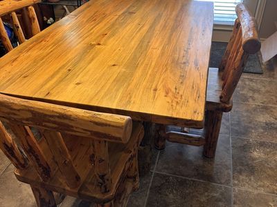 Stunning Rustic Log Kitchen Table with 4 Chairs