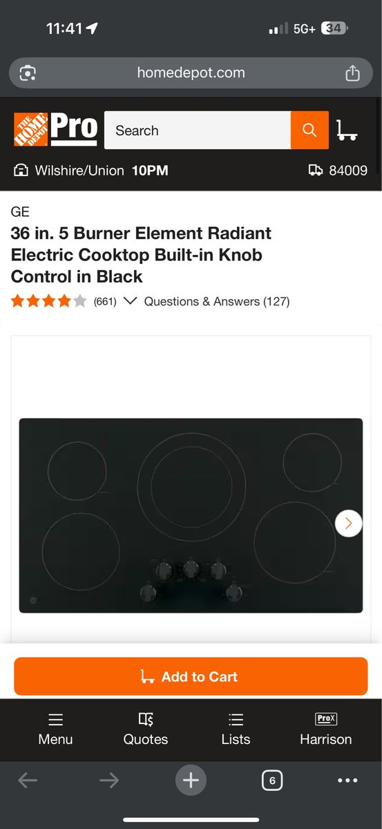 36” Electric Cooktop