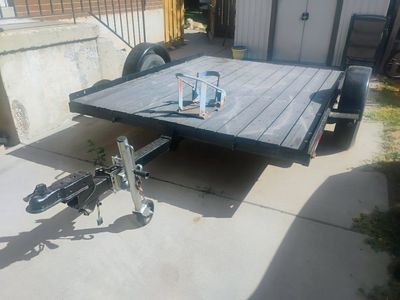 Utility Trailer with Wood Deck and Motorcycle Wheel Chock 8x6