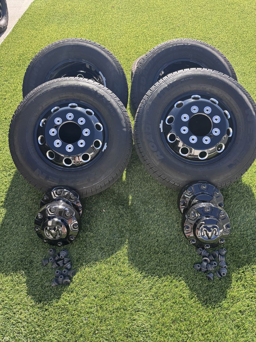 2025 Ram 3500 Take Offs Night Edition Dually Wheels, Tires, TPMS & Lugs – Like New!