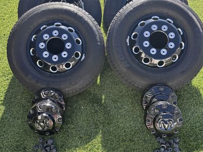 2025 Ram 3500 Take Offs Night Edition Dually Wheels, Tires, TPMS & Lugs – Like New!