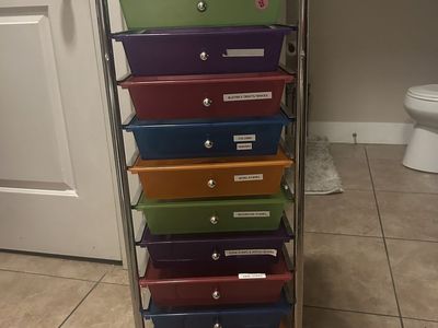 Rolling 10-Drawer Storage Cart, Multi-Color Organizer on Wheels - Craft/Office/Home
