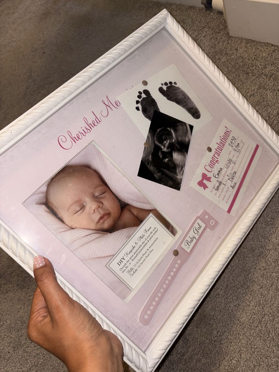 NEW DIY Cherished Memories Baby Girl Keepsake Photo Frame & Shadow Box