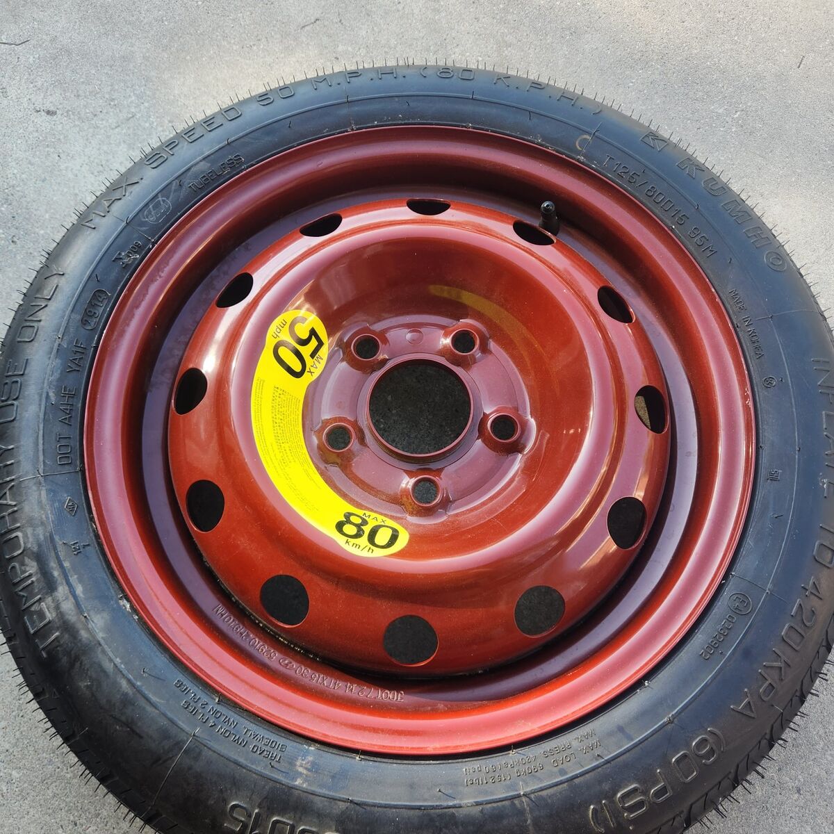 Kumho spare tire red rim