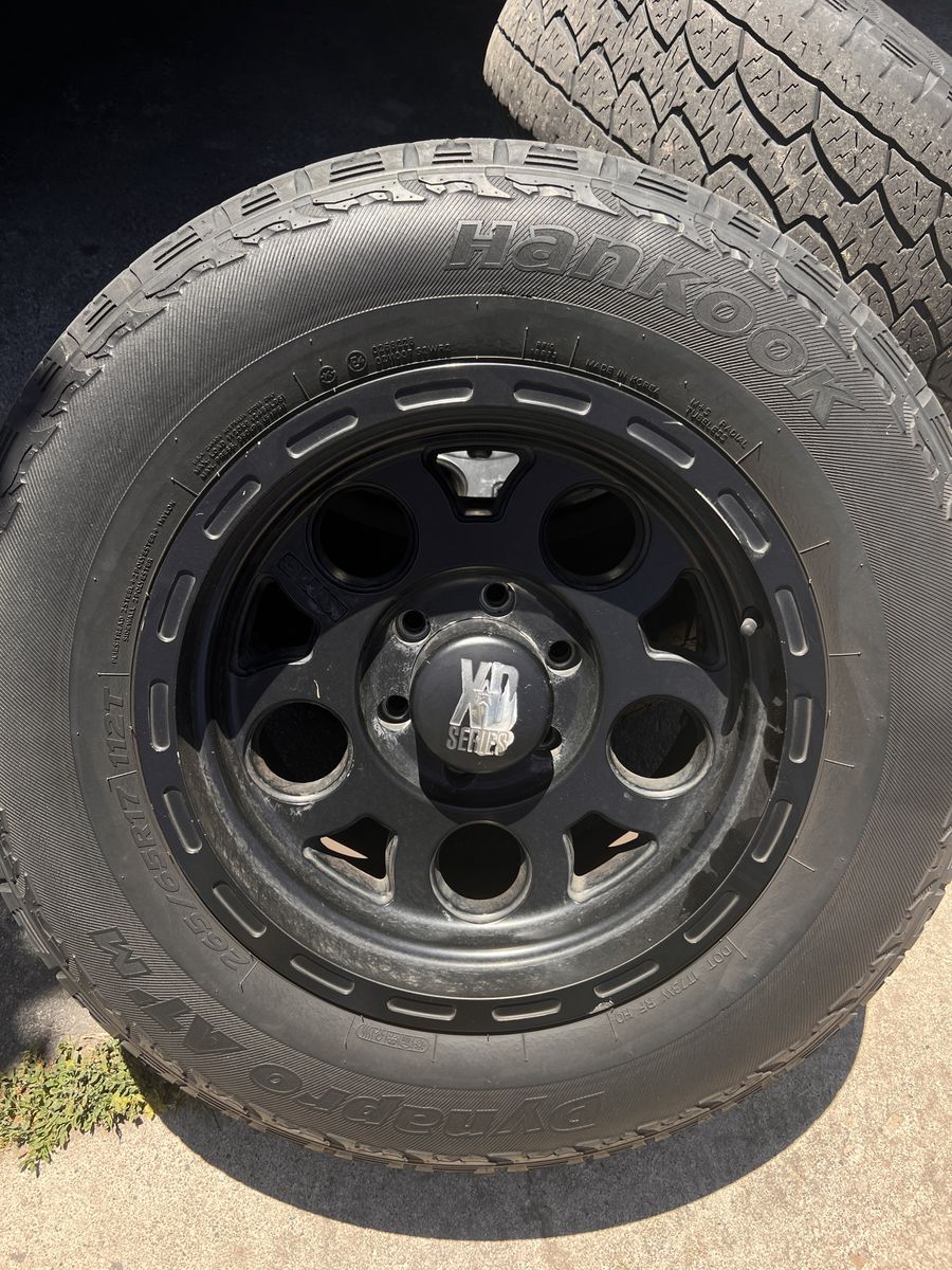 Hankook Dynapro ATM 265/65R17 Tires with XD Series Black Rims