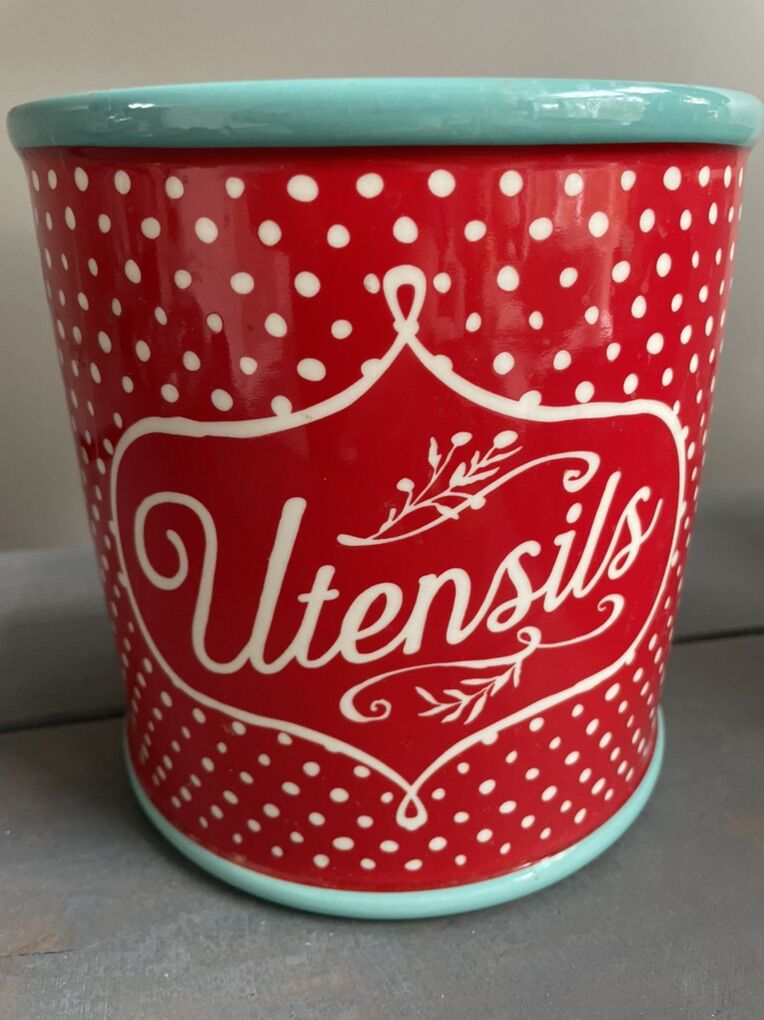 Pioneer Woman Polka Dot Utensil canister Holder