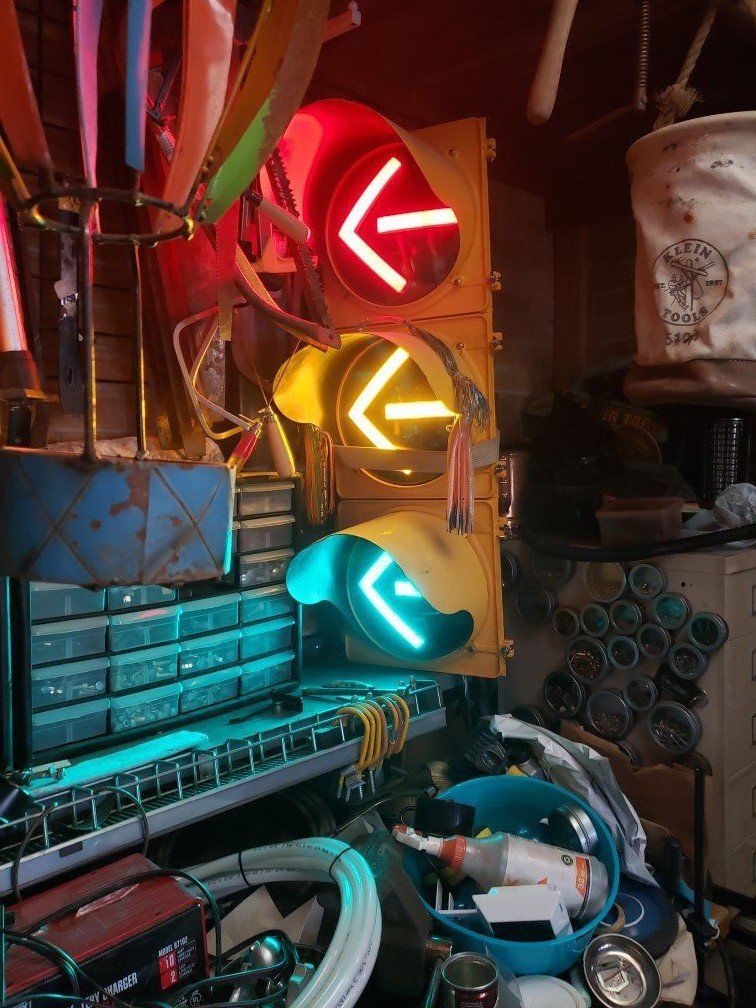 Left Turn & Thru 2 Traffic Light Man Cave Yard Art