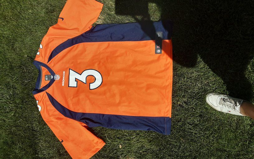 NFL Nike Denver Broncos Russell Wilson #3 Orange & Navy Blue Football Jersey