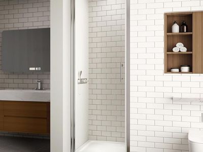 $100 LESS THAN HOME DEPOT! BRAND NEW IN BOX- ACE DECOR frameless glass pivot shower door kit