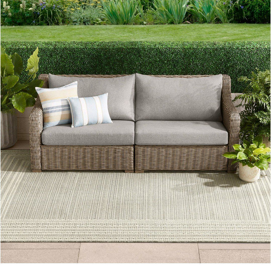 Better Homes & Gardens Bellamy Outdoor Sofa - Gray Wicker, Gray Cushions, 79.3" Wide
