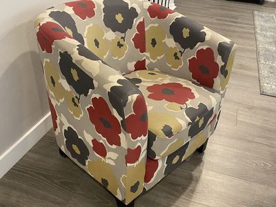 Upholstered Tub-Style Chair with bold floral design